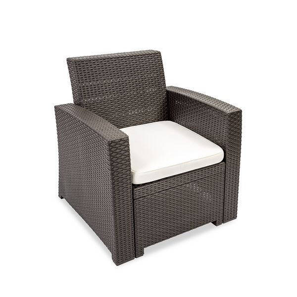 REYPLAST SILLON TAVARUA MOD. RATAN 1 CUERP MARRON MORO + COJIN BL