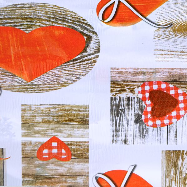 CUBREMESA PLAIN PVC REGALO CORAZON MARRON