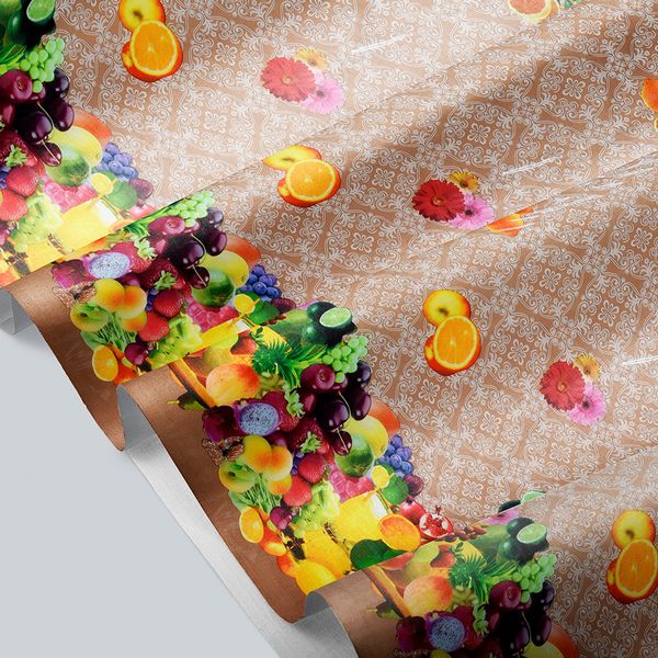 CUBREMESA PLAIN PVC FRUTAS CENEFA MARRON