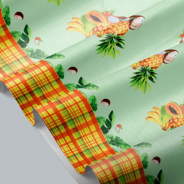 CUBREMESA PLAIN PVC PIÑAS CUADROS VERDE