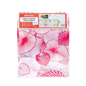 SAID MANTEL TRANSP PVC P/MESA REDONDA HOJAS ROJO