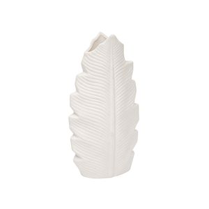 SAID FLORERO PORCELANA HOJA 13 X 6 X 25 CM BLANCO (REG33-015M)