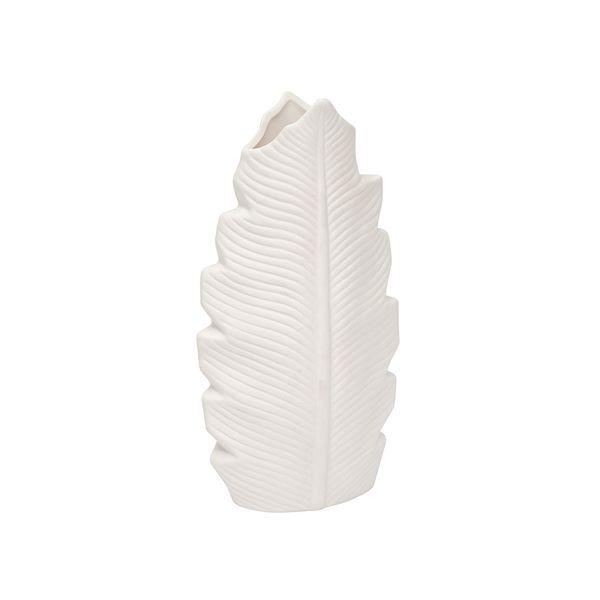 SAID FLORERO PORCELANA HOJA 13 X 6 X 25 CM BLANCO (REG33-015M)
