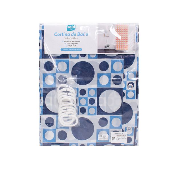 SAID CORTINA DE BAÑO PVC 180 X 150 CM LISBETH AZUL MEDIO 53
