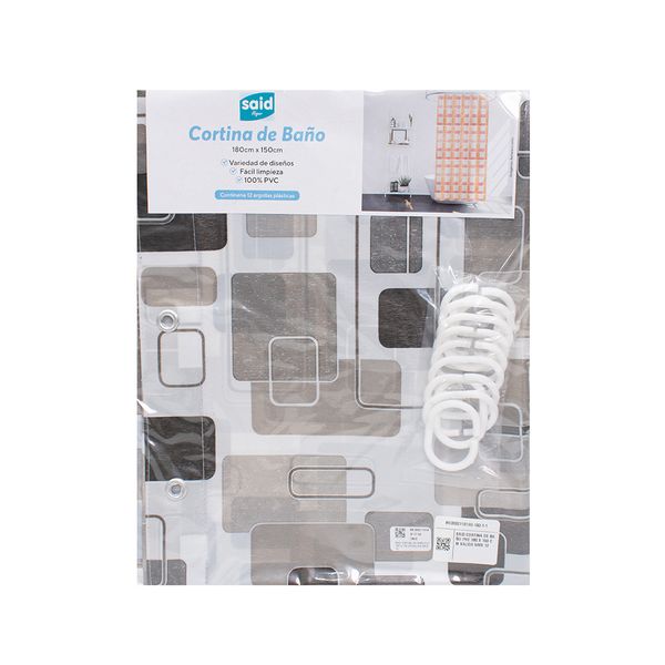 SAID CORTINA DE BAÑO PVC 180 X 150 CM KALIDA GRIS 12