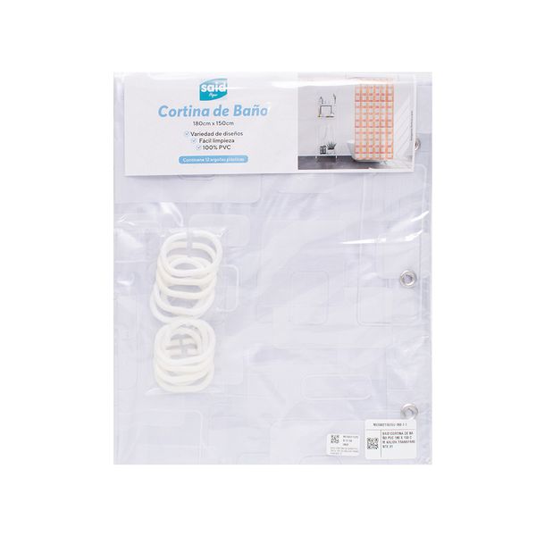 SAID CORTINA DE BAÑO PVC 180 X 150 CM KALIDA TRANSPARENTE 31