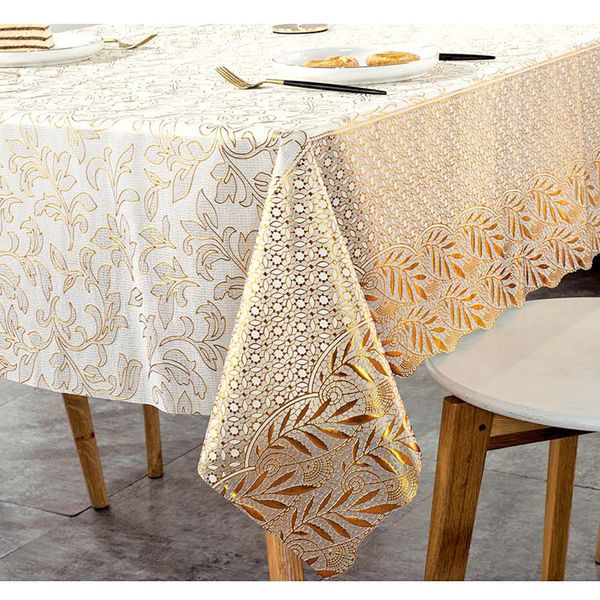 CUBREMESA ENCAJE PVC FICUS DORADO