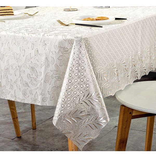 CUBREMESA ENCAJE PVC FICUS PLATEADO