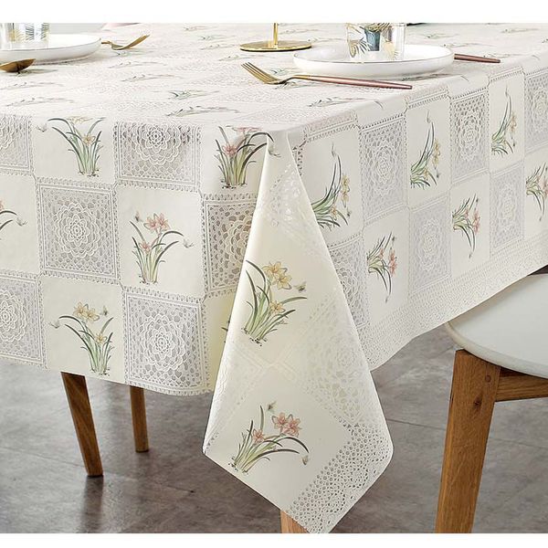 CUBREMESA ENCAJE PVC LIRIOS