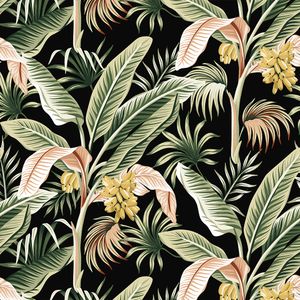 TELA AQUATEC HOJAS TROPIC NEGRO