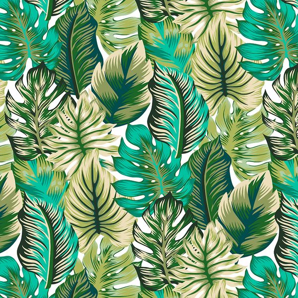 TELA AQUATEC HOJAS ACUARELA VERDE