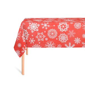 CUBREMESA PLAIN PVC NAVIDAD COPOS DE NIEVE ROJO