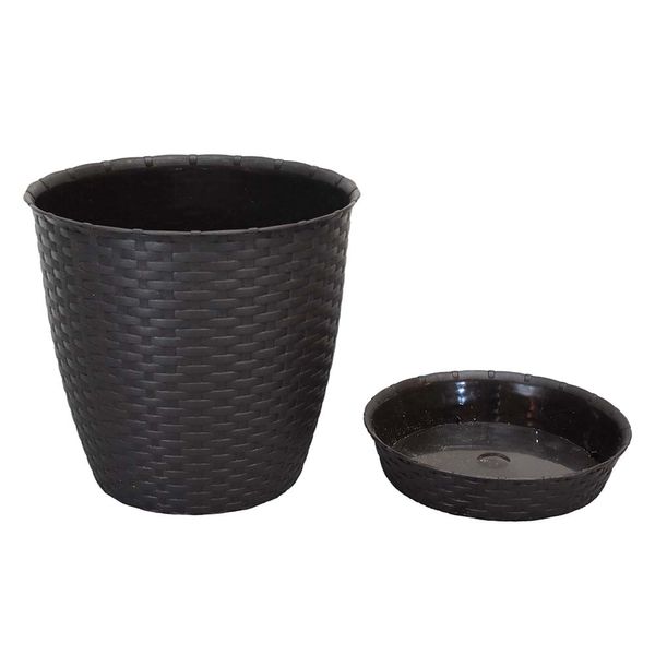 REYPLAST MACETA REDONDA RATAN 29X27 CM MARRON MORO (MCX141000)