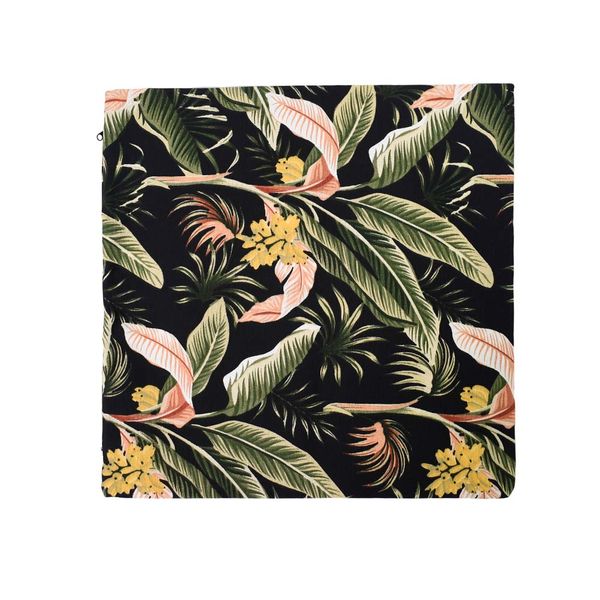 FUNDA COJIN EXTERIOR AQUATEC 45X45 CM HOJAS TROPIC NEGRO