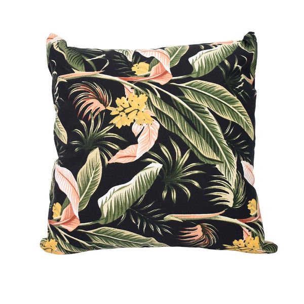 FUNDA COJIN EXTERIOR AQUATEC 45X45 CM HOJAS TROPIC NEGRO