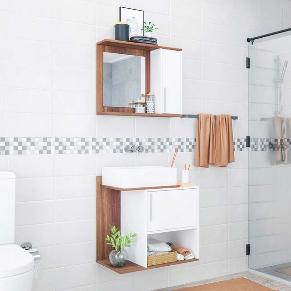ARMARIO PARA BAÑO AMELIE 125 X 135 X 54.5 CM MARRON/BLANCO