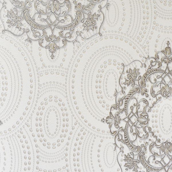 PAPEL TAPIZ AUGUSTO 1.06X10 MTS BLANCO/PLATA