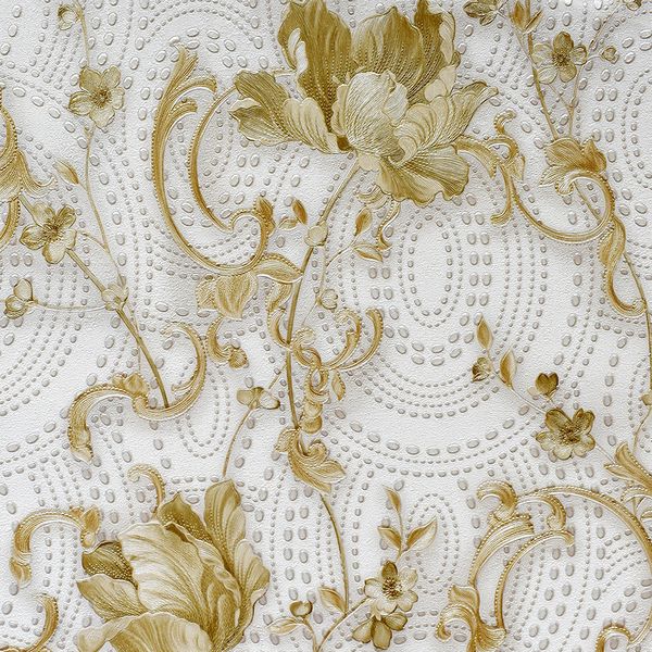 PAPEL TAPIZ ANTONELLA 1.06X10 MTS CREMA/DORADO