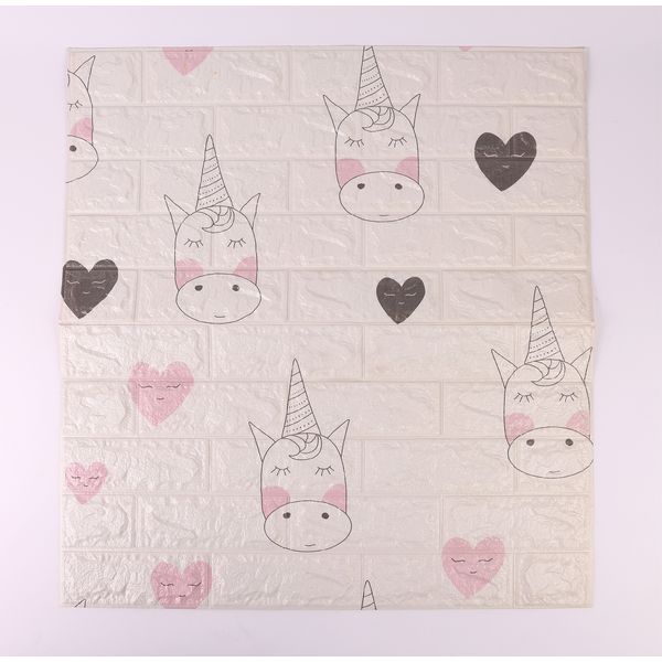 PAPEL TAPIZ 3D UNICORNIO 77X70X0.5 CM ROSADO