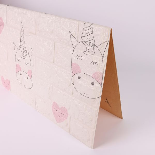 PAPEL TAPIZ 3D UNICORNIO 77X70X0.5 CM ROSADO
