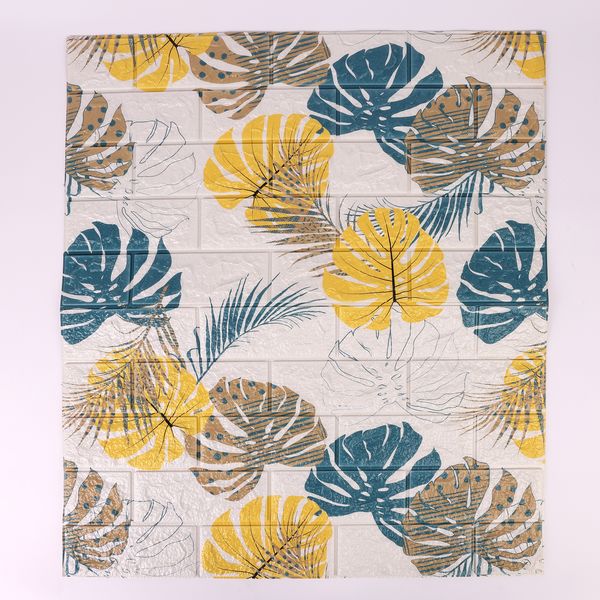 PAPEL TAPIZ 3D HOJAS PALMERA 77X70X0.5 CM MULTICOLOR