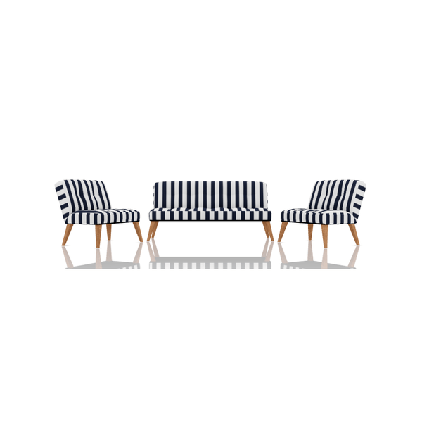 SOFA RACHEL TELA SOLARIS 3C 1C 1C RAYAS AZUL