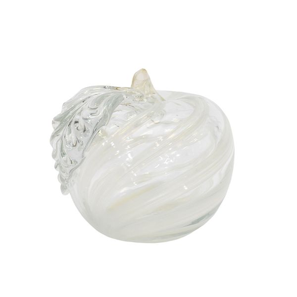 ADORNO VIDRIO MANZANA 12X12X12.5 CM BLANCO (412-363355)