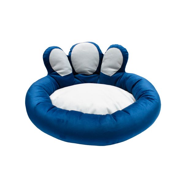 CAMA MASCOTA HUELLITA CHICO AZUL C/GRIS CLARO (PT)