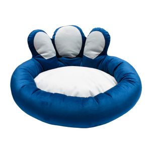 CAMA MASCOTA HUELLITA GRANDE AZUL C/GRIS CLARO (PT)