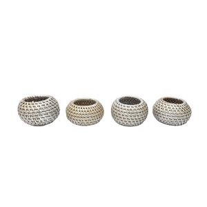 AROS DE SERVILLETA RATAN OVALADO X 4 PZS PLATEADO CL (HME1-007S)