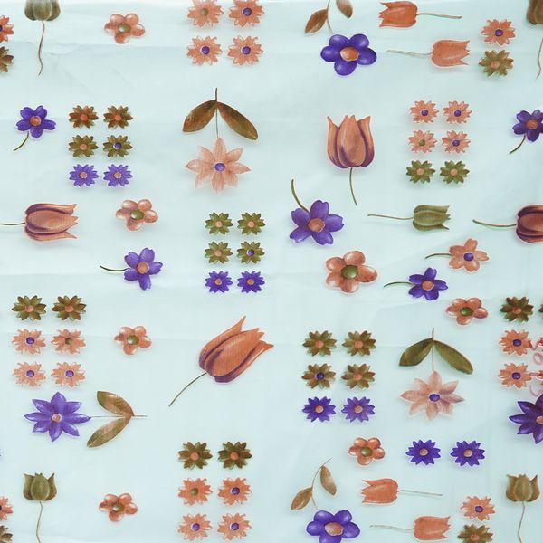 CORTINA PVC FLORES BEIGE 68