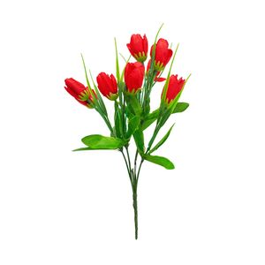 FLOR ARTIFICIAL BOUQUET TULIPAN 7 PZS 30X10 CM ROJO (SY05286-RJ)