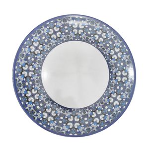 PLATO DE SITIO BORDE FLOR 33 CM BLANCO C/AZUL (PLA5-0126)