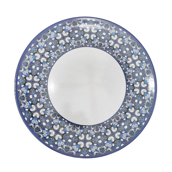 PLATO DE SITIO BORDE FLOR 33 CM BLANCO C/AZUL (PLA5-0126)