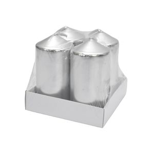 SET VELAS CERA 4 PZS 4X7 CM PLATEADO (AE35-026S)