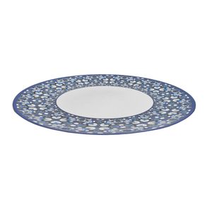 PLATO DE SITIO BORDE FLOR 33 CM BLANCO C/AZUL (PLA5-0126)