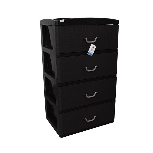 REYPLAST COMODA SUPER GIGANTE RATAN 4PISOS C/TAPA ESP MARRON MORO