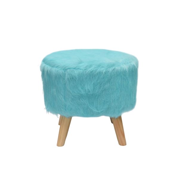 PUFF INFANTIL PELUCHE LARGO CHICO CELESTE