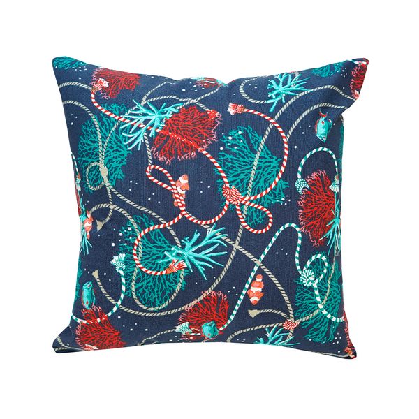 FUNDA COJIN EXTERIOR AQUATEC 45X45 CM MARINO ALGAS AZUL