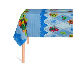 CUBREMESA PLAIN PVC FRUTAS CENEFAS AZUL