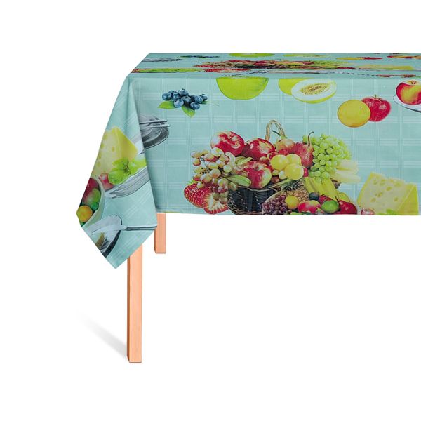 CUBREMESA PLAIN PVC FRUTAS CUBIERTOS VERDE LIMON