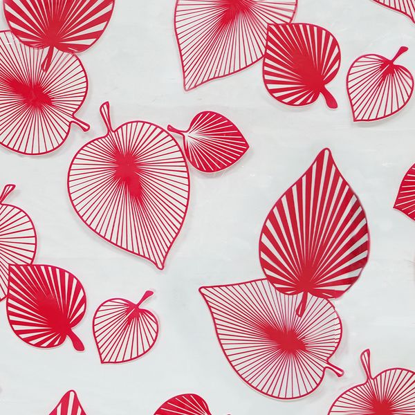 CUBREMESA TRANSP PVC HOJAS ROJO