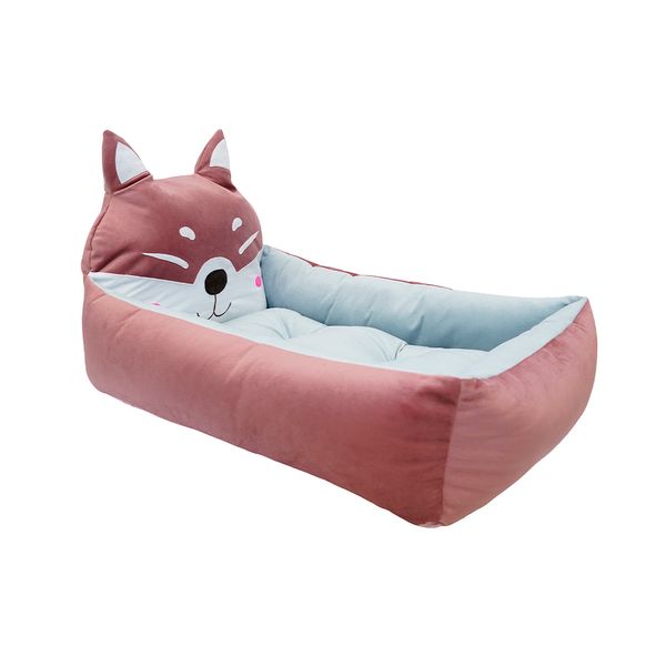 CAMA MASCOTA ZORRITO MEDIANO PALO ROSA C/GRIS CLARO (PT)