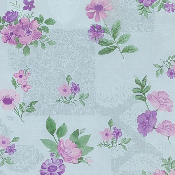 CUBREMESA PLAIN PVC FLORES LILAS