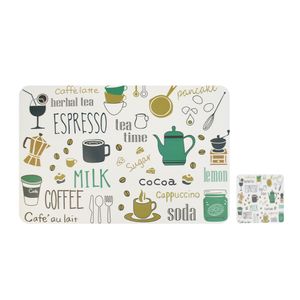 JGO INDIVIDUALES C/POSAVASOS 6 PZS RECT DIS 28X43CM TEA TIME II