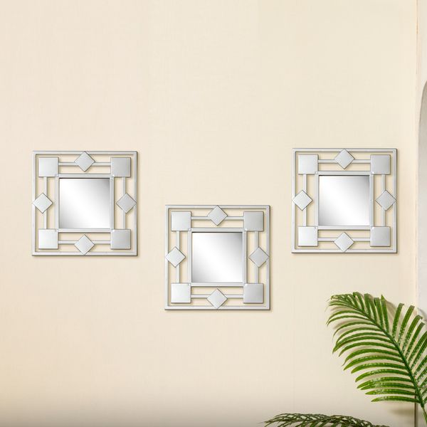 SET ESPEJO 3PZS 25X25X1.8CM PLATEADO (531-72508)