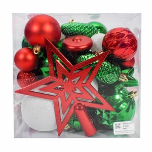Navidad Pack Bolas 45 Pzs Multiforma Verde/Rojo (Syba91-5)