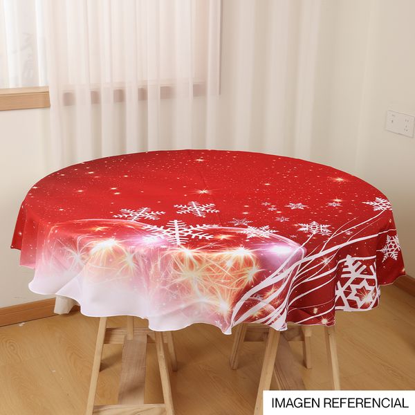 Navidad Mantel Circ Estrella/Copo 145X145Cm Rojo/Blanco (Yc-015)