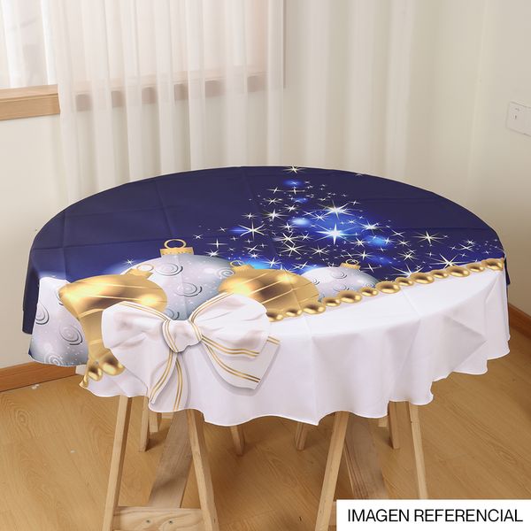 Navidad Mantel Circ Estrellas 145X145Cm Azul/Blanco (Yc-003)