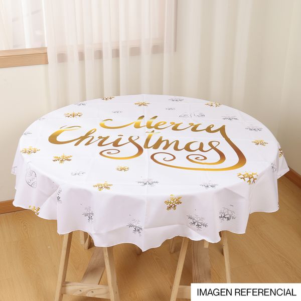 Navidad Mantel Circ Mc 145X145Cm Blanco/Dorado (Yc-006)